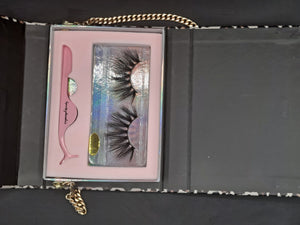 Cheetah Print Purse two pcs lash kit  tweezers and lashes